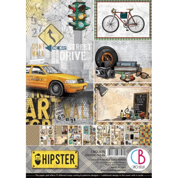 Bloc cartoane cu modele tematica Hipster, Paper craft Art, A4