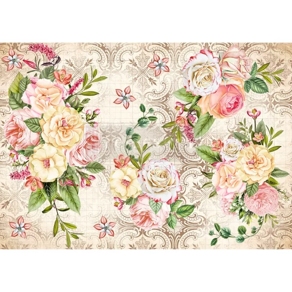 Hartie de orez rice paper decor flori, Amiable Roses decor 29 x 41 cm, Redesign with Prima