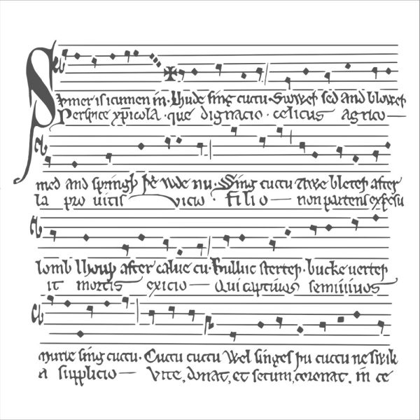 Sablon cu model note muzicale, Medieval music, 30 x 30 cm
