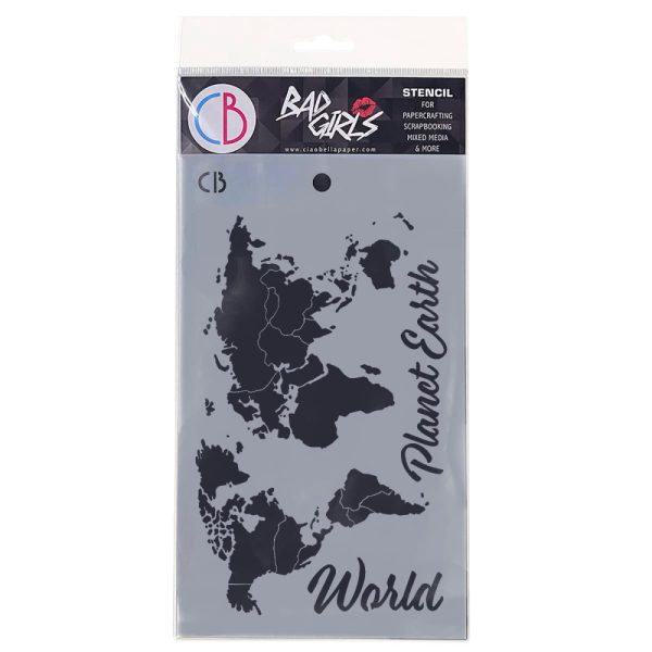 Sablon hobby harta lumii, World map ,12,7 x 20,3 cm, Ciao Bella