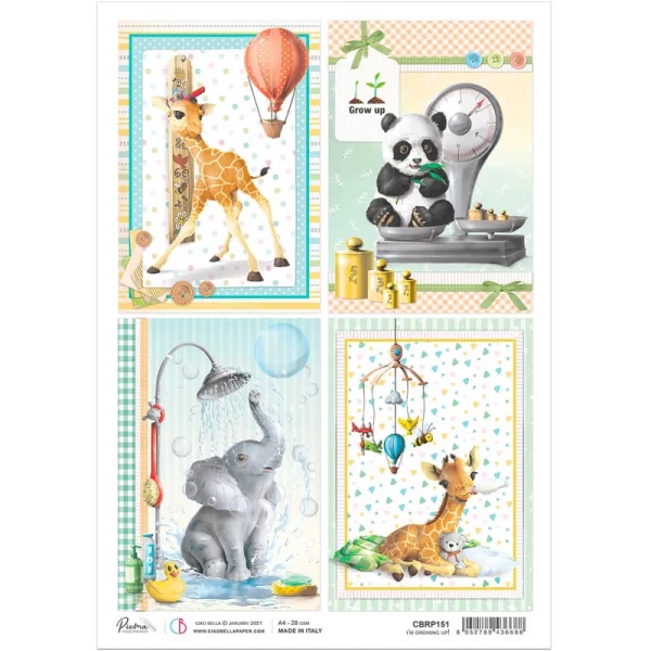 Hartie de orez tematica pentru copii modele tip carduri, A4, Ciao bella, CBRP151