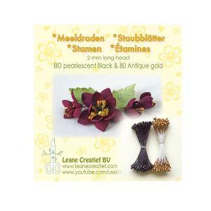 Stamine auriu vintage si negre pentru flori handmade 160 buc Leane Creatief