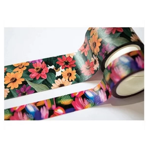 Banda decorativa Washi tape model floral Midnight flight, Craft Consortium