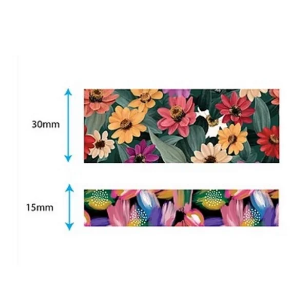 Banda decorativa Washi tape model floral Midnight flight, Craft Consortium