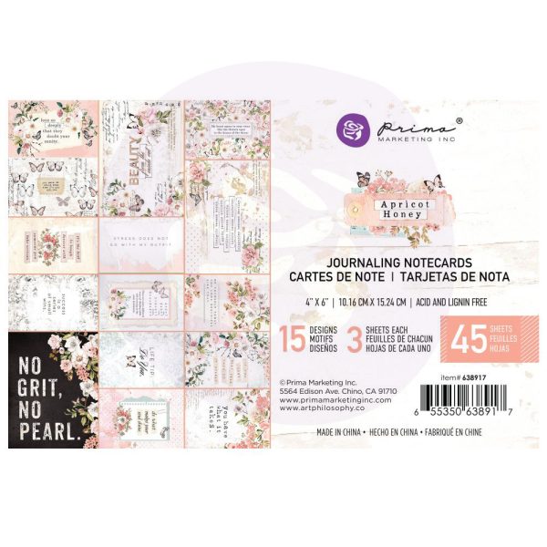Cartonase journaling mesaje si motive florale pastel, Apricot honey, Prima Marketing