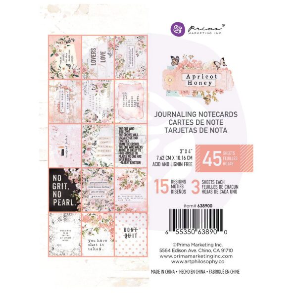 Cartonase journaling modele florale pastel, Prima Marketing, 10,2 x 7,6