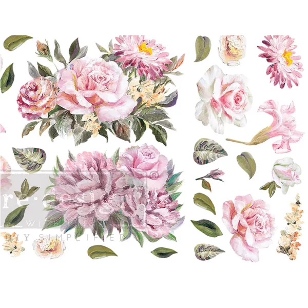 Transfer mobila model floral Rose Quarts 61 x 89 cm, Redesign with Prima