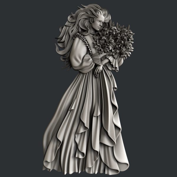 Matrita silicon model silueta femeie 2, Woman with bouquet, Zuri Designs