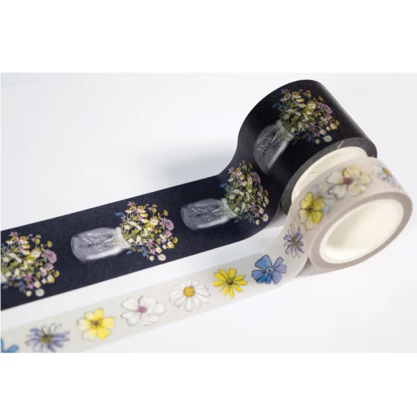 Banda decorativa Washi tape model flori de camp, Craft Consortium