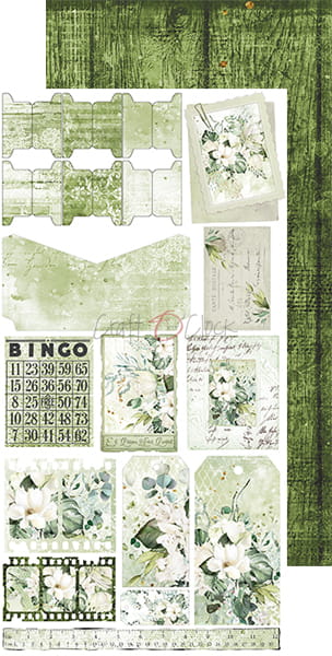 Bloc elemente decupat Vintage green 15 x 30 cm Craft O`clock
