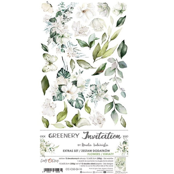 Bloc flori decupaj Greenery invitation 15x30 cm Craft O`clock