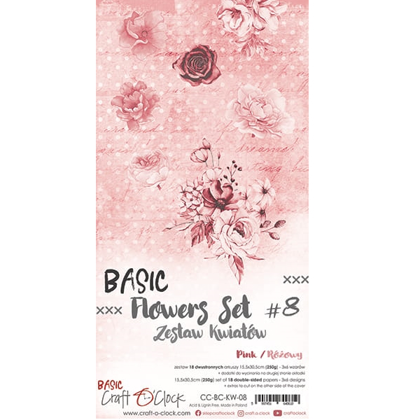 Bloc flori decupaj nuante roz 15 x 30 cm Craft O`clock