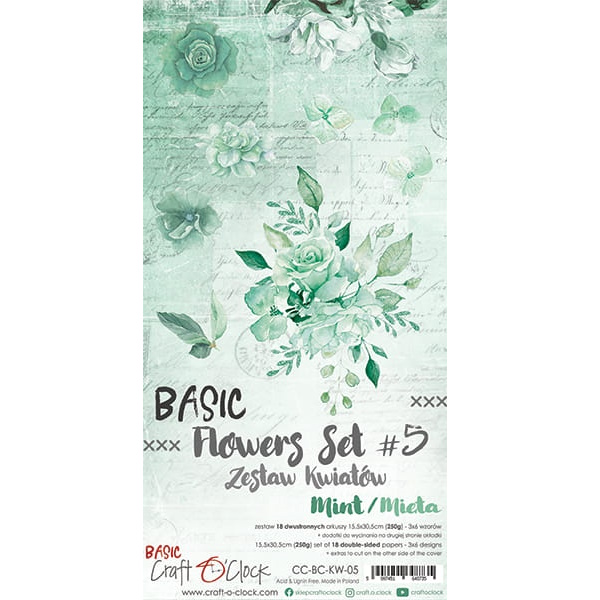 Bloc flori decupaj verde menta 15 x 30 cm Craft O`clock