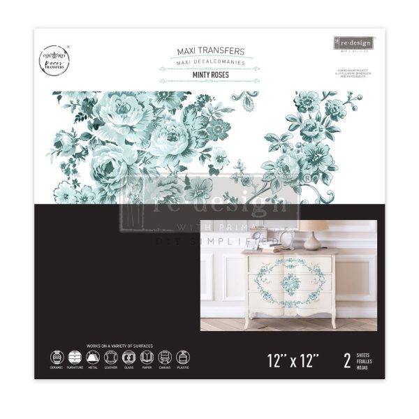 Transfer mobila maxi floral Minty roses Redesign with Prima