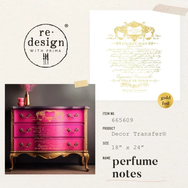 Transfer mobila scris auriu Perfume notes Redesign with Prima